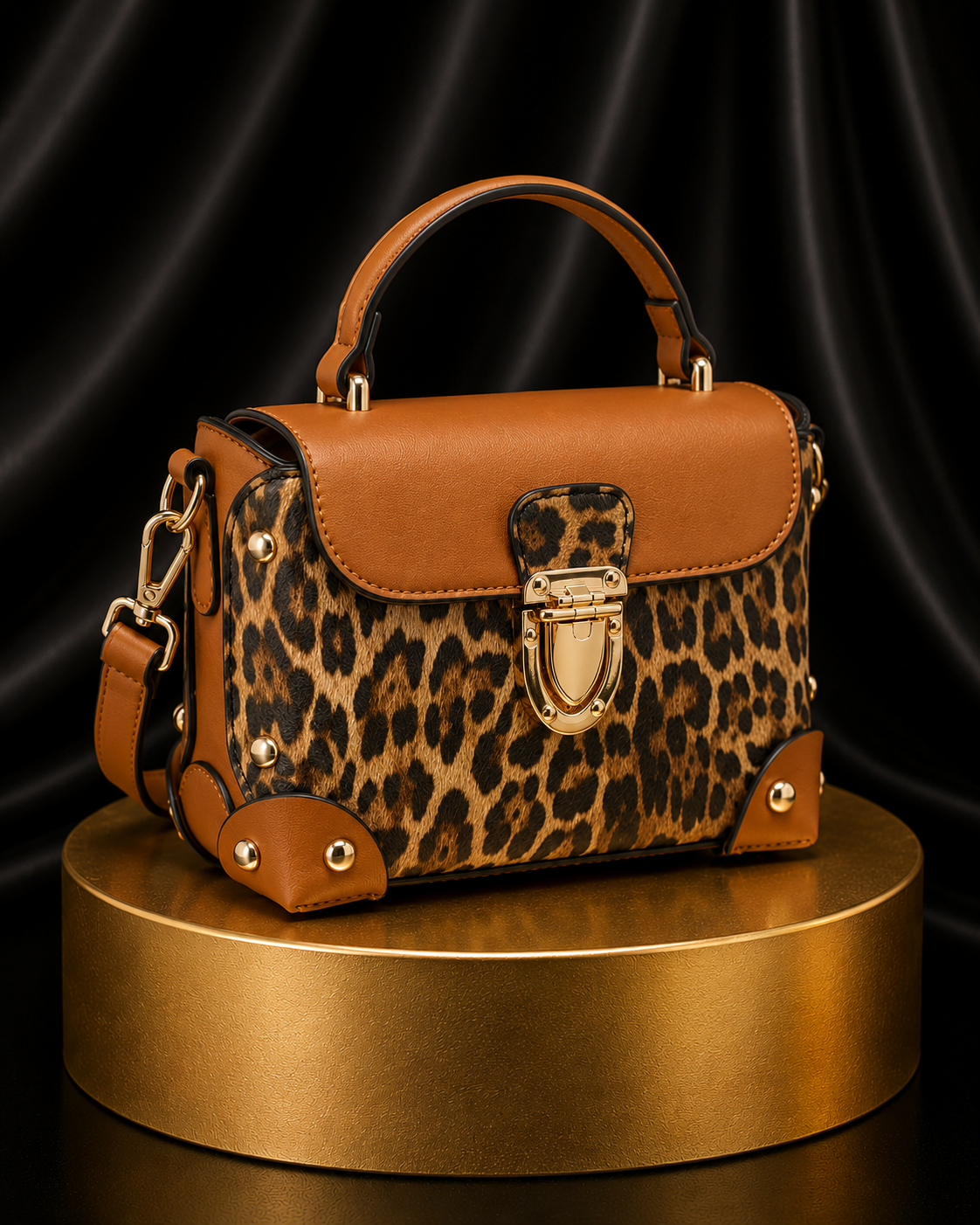 Leopard Colorblock Crossbody Bag