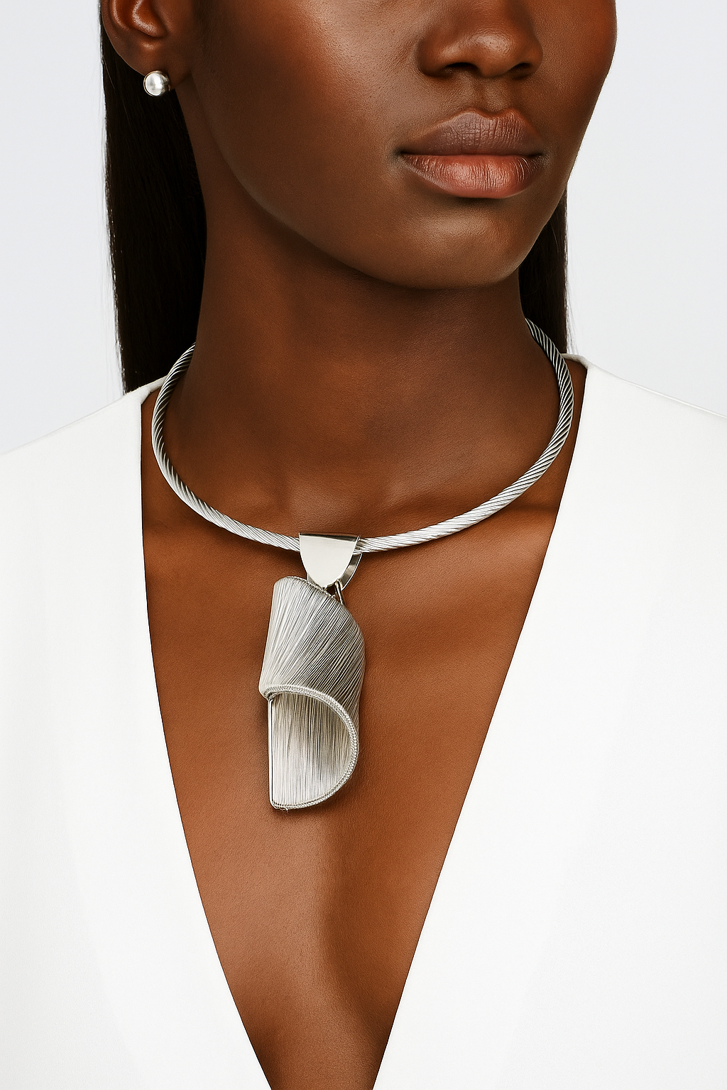Oversized Metal Wire Swirl Statement Necklace