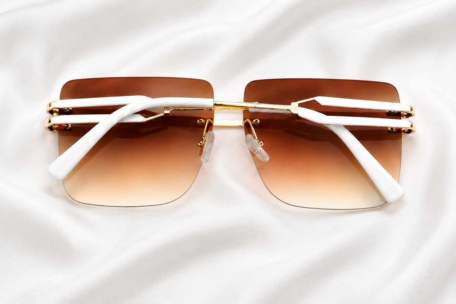 Square Rimless Metal Framed Sunglasses