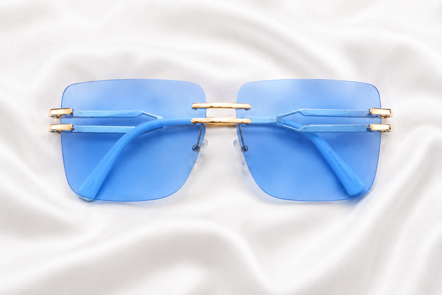 Square Rimless Metal Framed Sunglasses