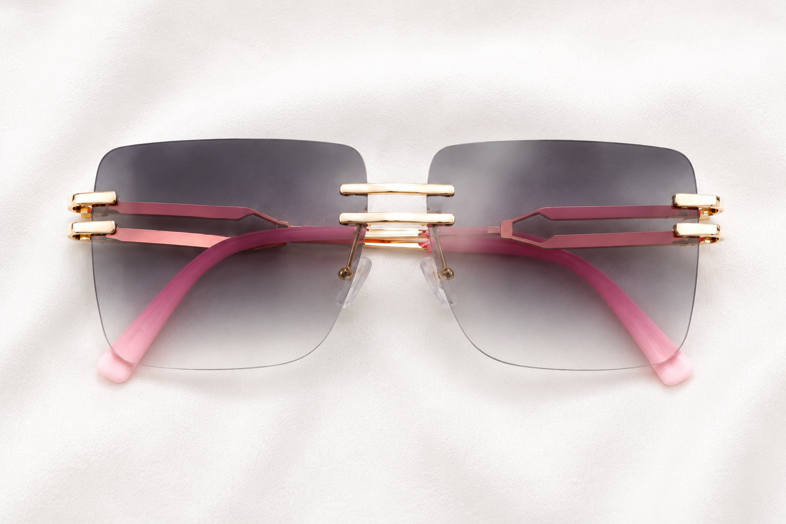 Square Rimless Metal Framed Sunglasses