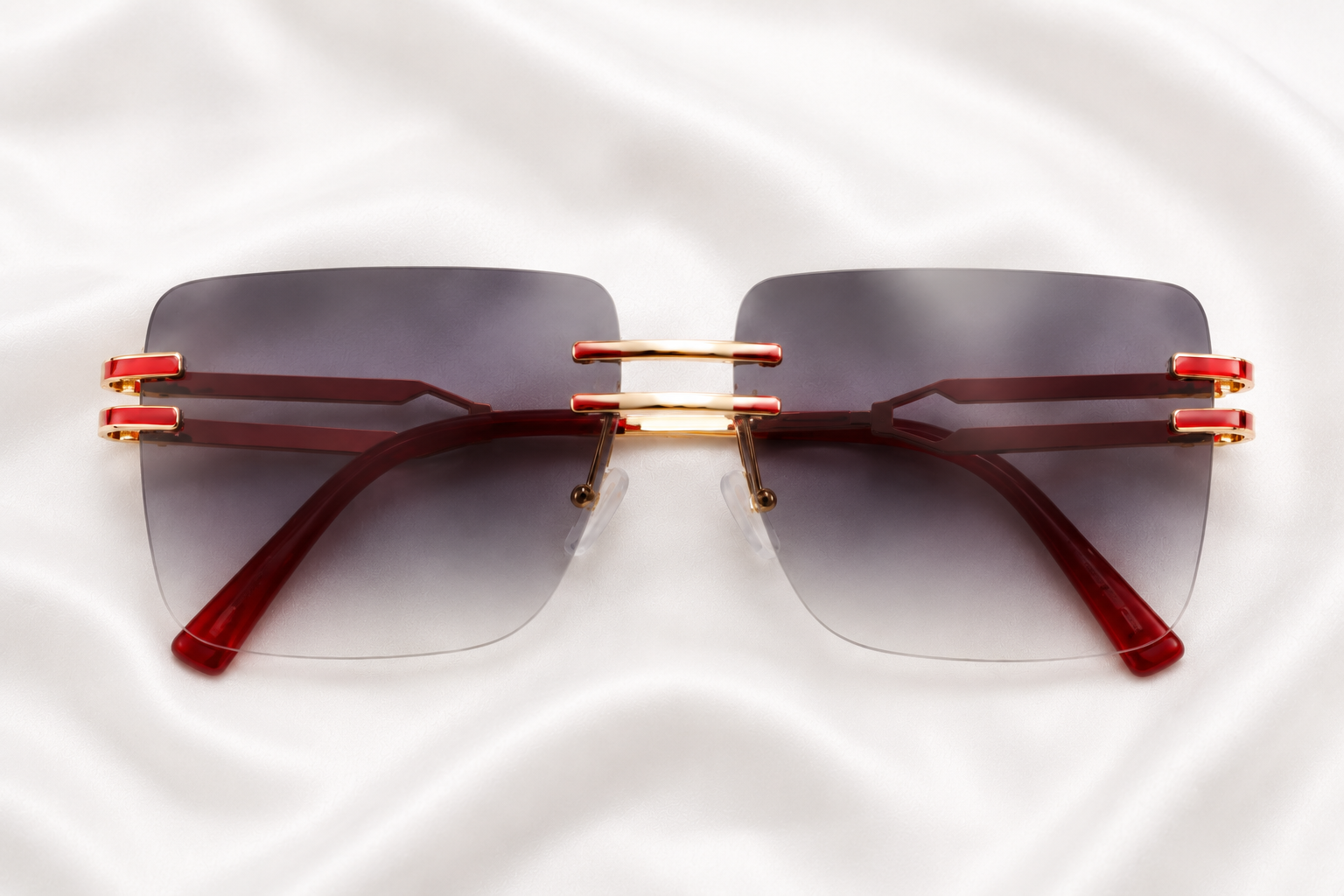 Square Rimless Metal Framed Sunglasses