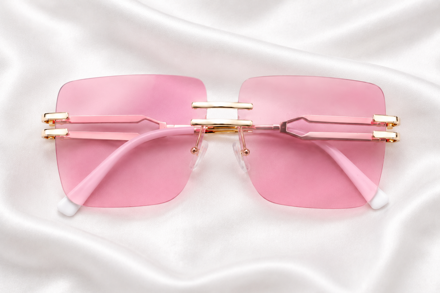 Square Rimless Metal Framed Sunglasses