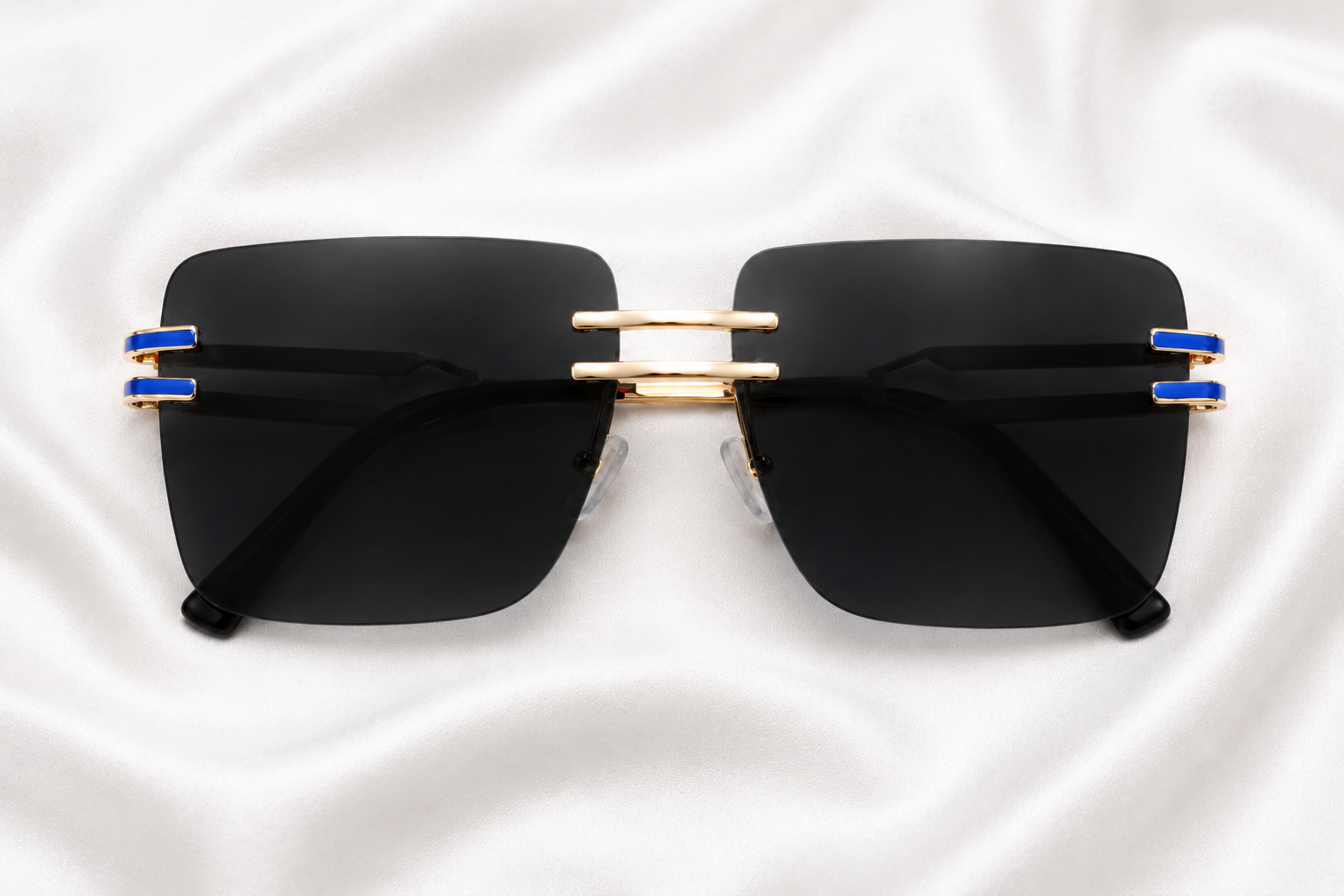 Square Rimless Metal Framed Sunglasses