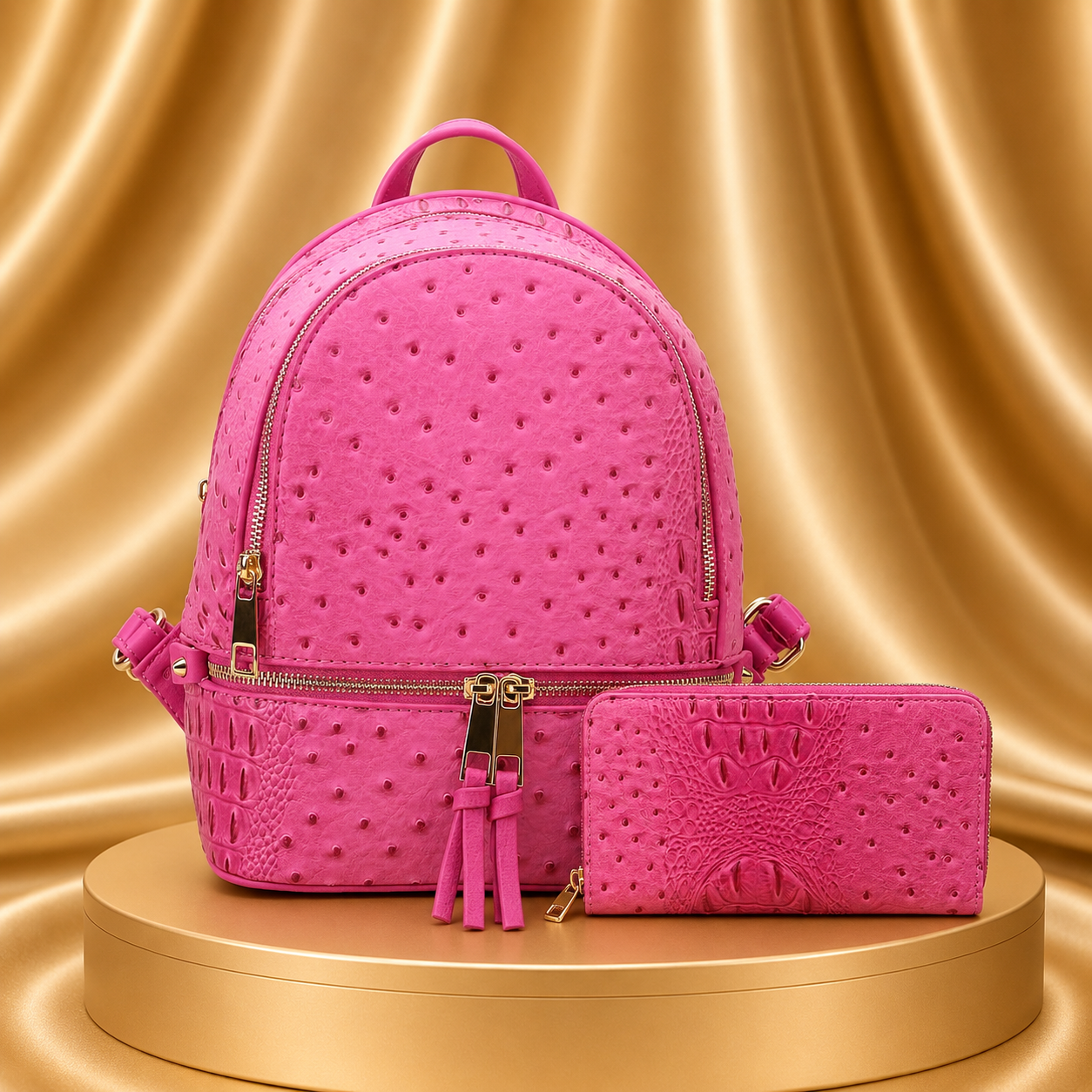 Ostrich/Croc Backpack w/matching Wallet