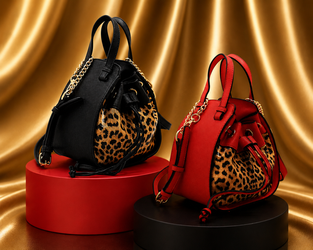 Leopard Drawstring Convertible Satchel