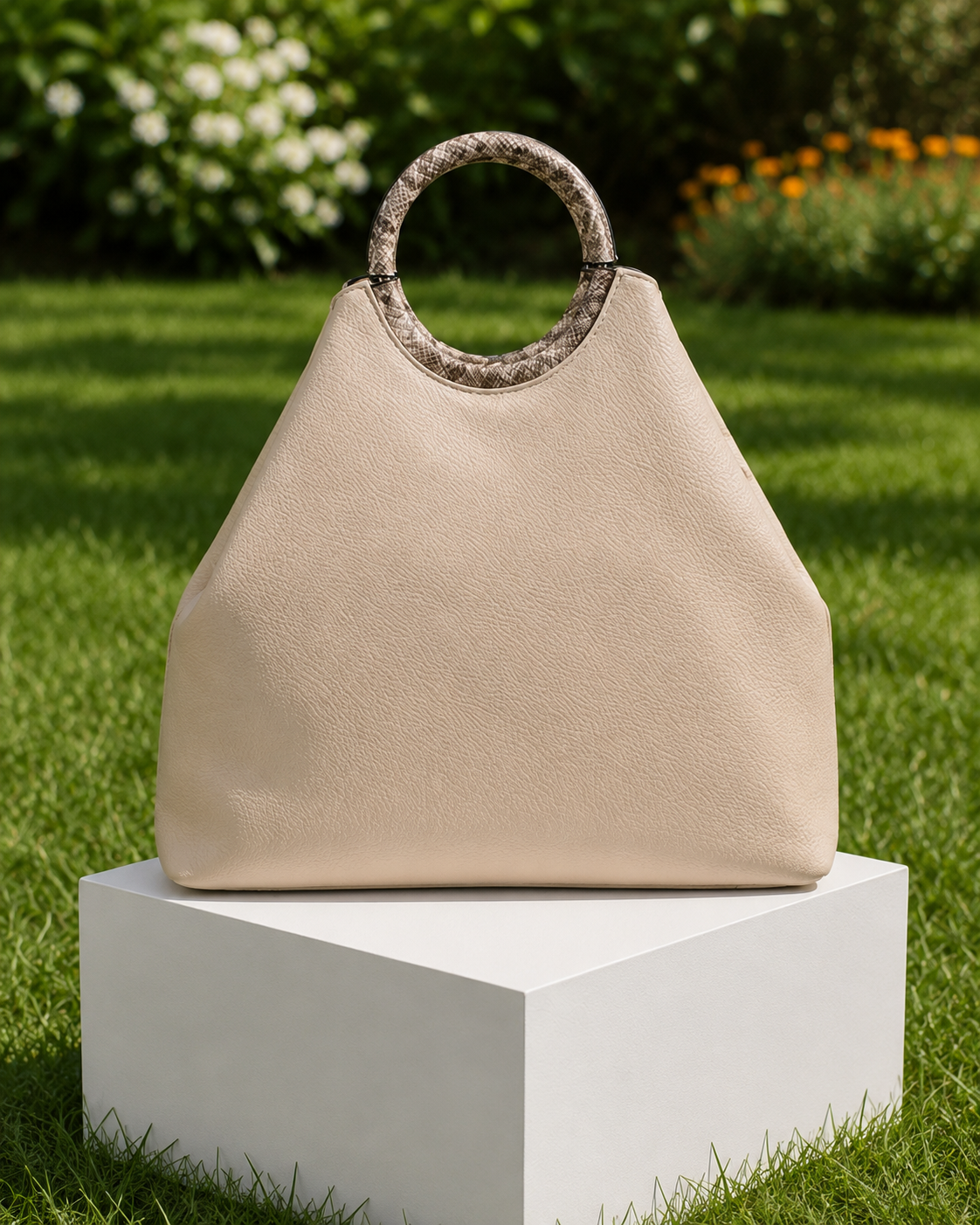 Python Snake Skin Trimmed Convertible Satchel