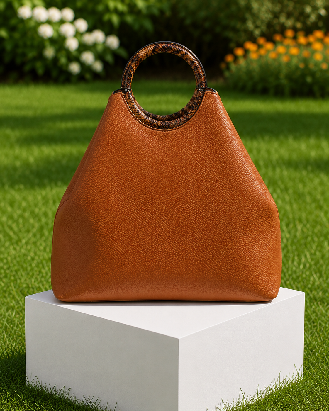 Python Snake Skin Trimmed Convertible Satchel
